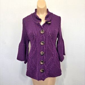 Design History Womens Cardigan Sweater Large Purple